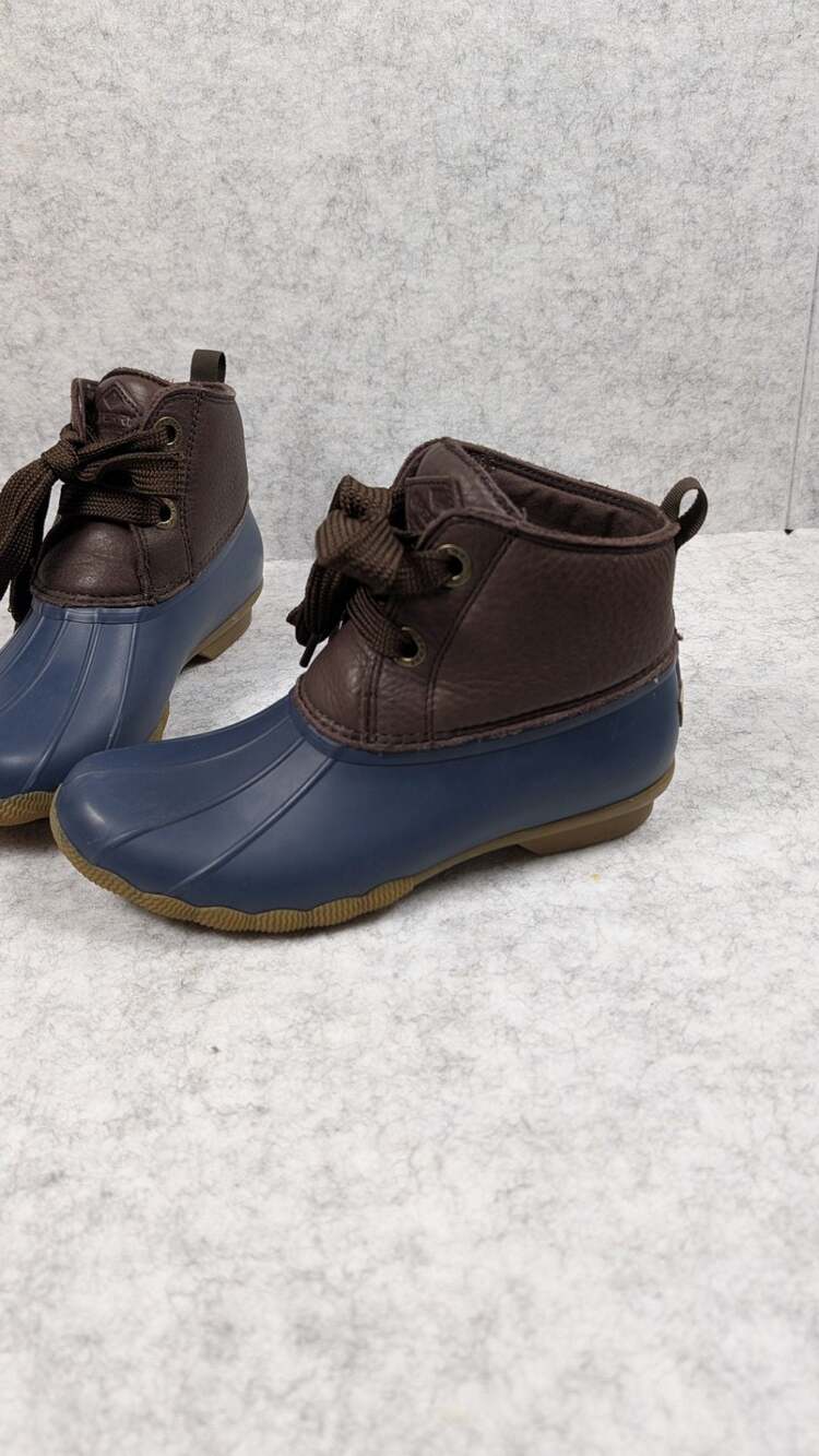 Sperry Women's Saltwater 2-Eye Leather Duck Boots Blue Brown 7.5 - Picture 6 of 10